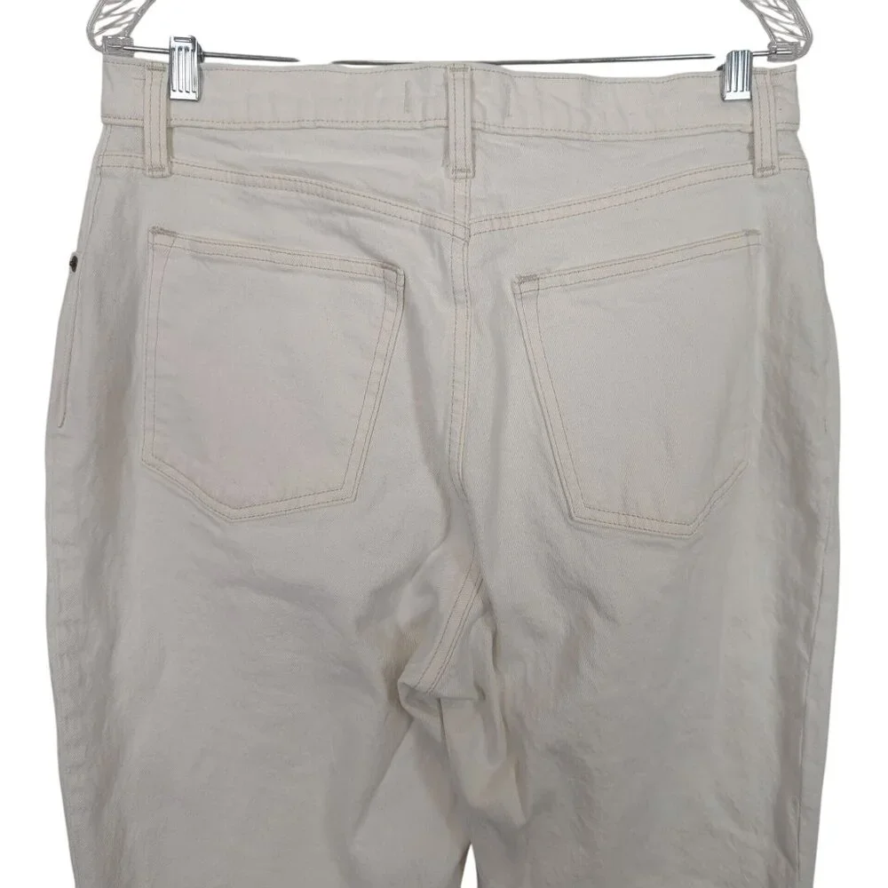 Abercrombie & Fitch Women's White Jeans Sz 14 The Straight Curve Love Slit Hem